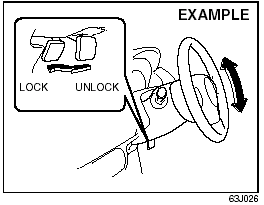 The lock lever is located under the steering