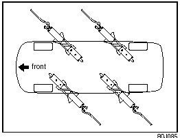 6) Position the jack at an angle as shown