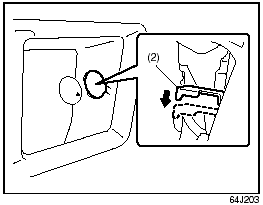 5) Push down on the emergency lever (2)