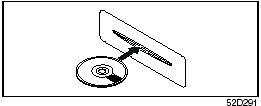 • A CD is inserted with its label facing