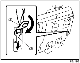 7) Push down the adjuster (2) to make the