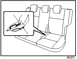 2) Stow the seat belt buckles of the center